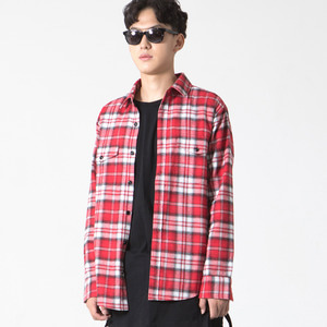 Ombre Check Shirt Red